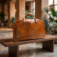 Sac de voyage pour homme en cuir véritable marron imperméable de haute qualité, sac de week-end à grande capacité avec fermeture éclair