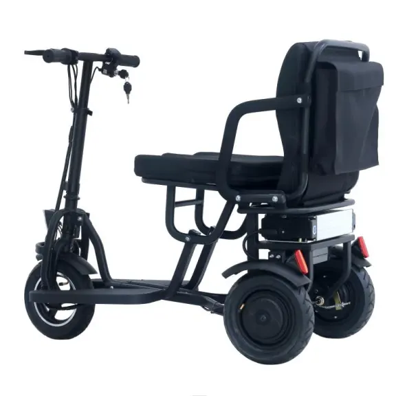 Engelli kişi üç tekerlekli bagaj katlanabilir elektrik motorlu scooter