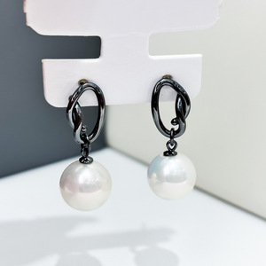 S925 Silver DIY Pearl Accessories Empty Tray with 9-13mm Round Beads <b>Fashion</b> <b>Drop</b> <b>Earrings</b> 22275 - Product Image 2