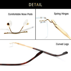 Lunettes optiques sans monture Grey Jack, monture carrée, unisexe, monture en métal, lunettes pour myopie SF9003, largeur moyenne - Product Image 5