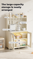Station d'alimentation mobile en plastique pour bébé avec roulettes en option, grand comptoir et armoire fermée pour la crèche et le rangement au chevet de l'école