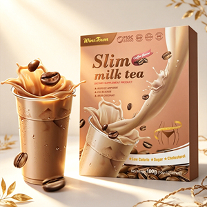 WinsTown Thé au lait minceur aux herbes naturelles saveur café 100g Faible en calories Substitut de repas Poudre de thé pour la gestion du poids - Product Image 2