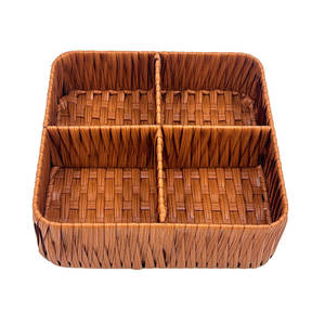 تقليد الخيزران اليدوي 4 أقسام تخزين البلاستيك لطاولة الحمام - Product Image 4