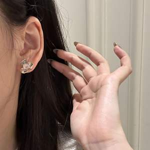 Pendientes de Plata de Ley S925 con Incrustaciones de Orquídeas y Diamantes Rosas de Alta Gama, Pulsera de Flores Dulces, Estilo Nicho - Product Image 3