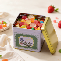 Boîte en fer blanc rectangulaire personnalisée 112x87x105mm avec couvercle, conteneur de rangement en fer-plein pour biscuits, bonbons, thé, cadeaux