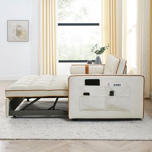 Sofá Cama de Tela de Estilo Italiano Moderno, Plegable, de Esquina Recta, Mueble de Doble Uso para Apartamentos Pequeños, Sala de Estar y Hogar - Product Image 4