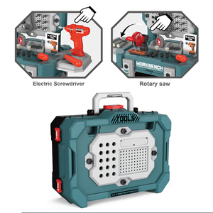 High Quality 2 in 1 Mobile <b>Tool</b> Table Children Educational Pretend Play <b>Toy</b> <b>Set</b> Fun Kids <b>Tool</b> <b>Set</b> with Electric Drill - Product Image 2