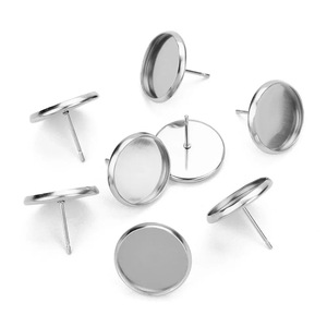 Stainless Steel Disc Earring <b>Post</b> <b>Round</b> Base For Earring Making Jewelry Findings Components - Product Image 1