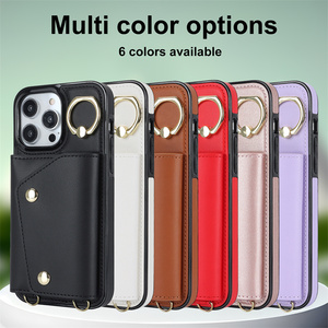Custodia per telefono a portafoglio a tracolla per <span class=keywords><strong>iPhone</strong></span> 15 14 13 12 <span class=keywords><strong>11</strong></span> Pro Max <span class=keywords><strong>Cover</strong></span> in <span class=keywords><strong>pelle</strong></span> per Samsung S23 S22 con porta slot per schede - Product Image 2