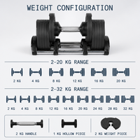YX Vente en gros Dropshipping Haltères de musculation à poids progressif 2KG 5LBS 20KG 44lbs 32KG 70lb 36KG 80lb Poids libres réglables
