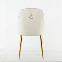 Chaise de salle à manger en tissu beige avec pieds en métal doré électroplaqué, dossier incurvé, siège rembourré, chaise d'appoint de luxe pour cuisine et café
