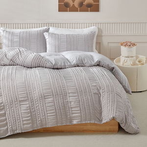 High Quality <strong>King</strong> <strong>Size</strong> Cotton Jacquard <strong>Duvet</strong> Cover Set <strong>3</strong>-Piece Breathable Bed Linen Embroidered Quilts Flat Sheets Simple - Product Image 3