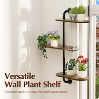 Étagères murales d'angle rotatives rustiques à 3 niveaux en bois pour plantes de fenêtre, résistantes à la rouille, gain de place, décoration intérieure