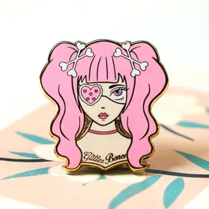 Custom Design Cartoon Logo Metalen Geschenken Scherm Gedrukt Vergulde Anime Meisje Hard Email Pinnen Fabrikant Groothandel