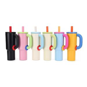 Cubo de hielo al por mayor de 40 oz, vaso térmico portátil de acero inoxidable 304 con aislamiento al vacío, taza con asa y pajita para exteriores - Product Image 1