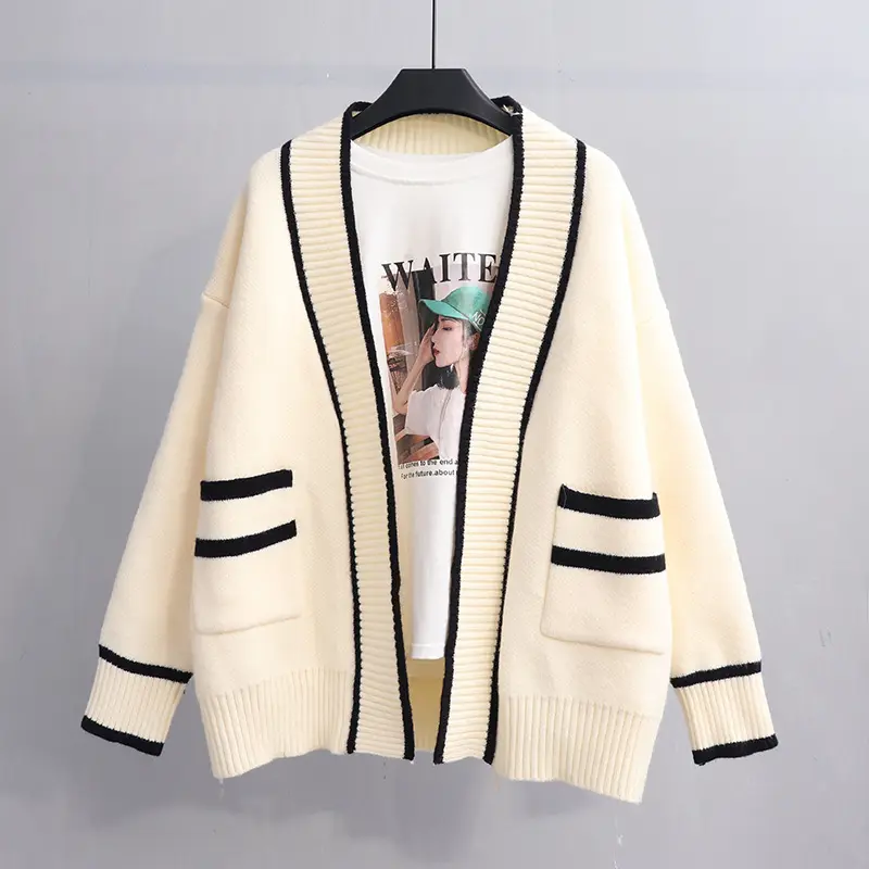 High Quality New Collection Customized Knitted For Women V-Neck Long Sleeve Pointelle knit coatigan