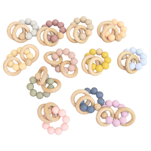 Jouet <span class=keywords><strong>de</strong></span> <span class=keywords><strong>dentition</strong></span> pour bébé, perles en silicone souple, bracelet <span class=keywords><strong>de</strong></span> <span class=keywords><strong>dentition</strong></span> sans BPA, <span class=keywords><strong>anneau</strong></span> <span class=keywords><strong>de</strong></span> <span class=keywords><strong>dentition</strong></span> rond en bois <span class=keywords><strong>de</strong></span> hêtre naturel pour nouveau-né - Product Image 2