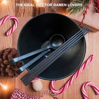 Bol et cuillère à ramen en mélamine mate noire japonaise de grande capacité de 9 pouces avec baguettes pour Pho Thai Udon
