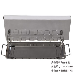 Cross-border stainless steel portable folding multi-functional leg support set with drip tray, BBQ grill, meat and <b>vegetable</b> - Product Image 3