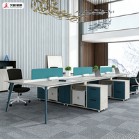 Bureau de travail ouvert commercial JIUSHUN pour 4 à 6 personnes, table de travail pour le personnel, bureau avec cloison