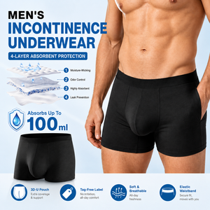 Calzoncillos bóxer <span class=keywords><strong>para</strong></span> hombre sin abertura frontal, de 4 capas, 200 ml, a prueba de fugas, control de olores, absorción de humedad, ropa interior lavable <span class=keywords><strong>para</strong></span> incontinencia - Product Image 1