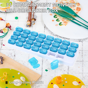 Bright Flower Luxury Hot Sell 31 Compartments Monthly 31 Cases Plastic Outdoor Pill Organizer Daily Pill <b>Box</b> <b>Storage</b> <b>Box</b> - Product Image 2