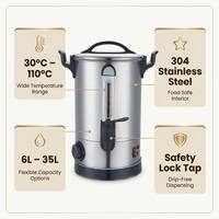 Protection contre la surchauffe, bouilloire à eau commerciale en acier inoxydable de 30 L, distributeur d'eau chaude à double paroi pour école, hôpital, cantine