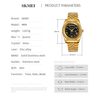 Nuevo Reloj de Pulsera Personalizado para Hombre, con Fecha Grande, Diamantes Dorados, Números Romanos Simples, Cristal, Cuarzo, Correa de Acero Inoxidable, Resistente al Agua 3 ATM