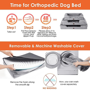 Großhandel Custom Grey Recta ngle Ortho pä dische Beruhigung Kauen Proof Ortho Großes Hunde bett Memory Foam Kurzer Plüsch Haustier Hunde bett Mat - Product Image 4