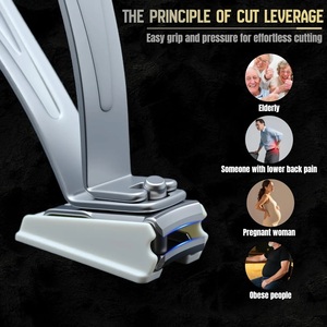 Coupe-<span class=keywords><strong>ongles</strong></span> <span class=keywords><strong>de</strong></span> luxe en acier inoxydable à lame incurvée et large, réglable à 360 degrés, avec poignée longue et récupérateur argenté - Product Image 6