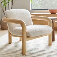 Fauteuil en cuir à dossier bas, durable, en chêne, pour salon, meubles de loisirs intérieurs