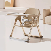 Chaise haute pliable et portable pour bébé, en métal, hauteur réglable, avec rembourrage en plastique, design moderne, utilisation domestique, sécurisée, empilable