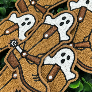 Patch brodé personnalisé en feutre, motif <span class=keywords><strong>Ghost</strong></span> Cowboy Boot, 3,1 pouces, thème Halloween Western effrayant, pour chapeau et casquette, thermocollant ou à coudre, usine OEM - Product Image 4