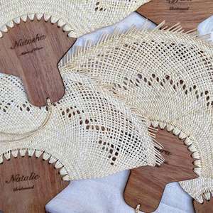 Envío Rápido, Abanico <span class=keywords><strong>de</strong></span> Mano <span class=keywords><strong>de</strong></span> Paja <span class=keywords><strong>de</strong></span> Palma Hecho a Mano por el Fabricante Original, Recuerdo <span class=keywords><strong>de</strong></span> Boda, para Uso Diario - Product Image 3