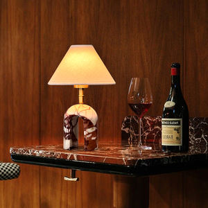 Lampade da Tavolo in Marmo Ricaricabili Stile Nordico Moderno 2700K, Paralume in Lino, Controllo Touch, Personalizzabili, per Hotel, Camera da Letto di Lusso, Arredamento Casa - Product Image 1