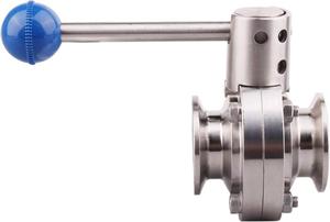 Válvula de cierre sanitaria inteligente neumática eléctrica manual con mango de mariposa, de acero inoxidable soldado, con conexión Tri-Clamp y rosca - Product Image 3