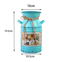 Pot à fleurs en fer vintage pour mariage, style shabby chic, seau en fer pour jardin, vase, décoration d'intérieur, pichet