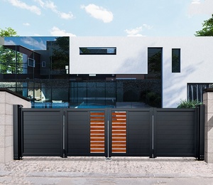 Puerta <span class=keywords><strong>de</strong></span> Jardín Extra Grande <span class=keywords><strong>de</strong></span> 16 Pies, Automática, Sin Rieles, con Luz LED, Acabado en Madera - Product Image 4