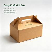 Individuelle Kraft-Geschenkbox mit Tragegriff, recycelbar, für tragbare Geschenkverpackungen, Musterbestellung möglich.