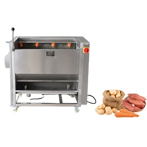Commercial Potato Washing and Peeling Machine with Electric <b>Brush</b> Roller Fruit <b>Vegetable</b> Brusher Dish Washer Cleaning - Product Image 1
