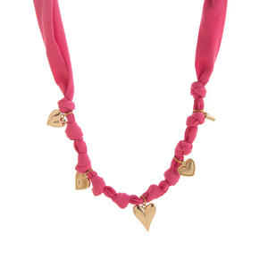 En gros, Ensemble de bijoux pour femme avec collier foulard en soie, collier ras-du-cou à pendentif en acier inoxydable et collier à breloque cœur et nœud papillon - Product Image 3