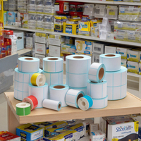 Quantité minimale de commande 1 rouleau de papier thermique direct coloré autocollant adhésif forme de cercle 50mm étiquettes thermiques rondes colorées avec logo personnalisé