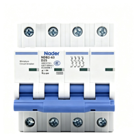 Disjoncteur miniature Nader NDB2-63 1p-4p MCB 1-63A Courbe de déclenchement B/C/D Protection contre les surcharges et les courts-circuits pour usage industriel