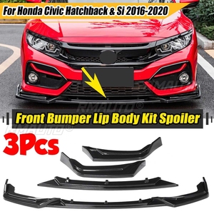 For Honda Civic Hatchback & Si 2016-2020 Front Bumper Splitter Lip Diffuser Body Kit Spoiler <b>Protector</b> <b>Cover</b> Guard Accessories - Product Image 2