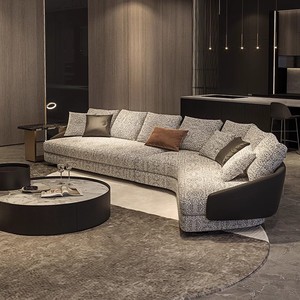 Conjunto de sofá de ocio minimalista italiano diseño de moda conjunto de sofá de cuero de material mixto muebles de sala de estar sofá de sala de estar - Product Image 5