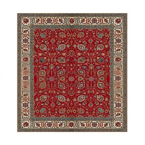 Alfombra Turca de Poliéster Jacquard Tejida a Máquina Adiva, Lavable, Antideslizante, con Base de Goma, Pelo Corto, Delgada, Lisa, Geométrica - Product Image 1