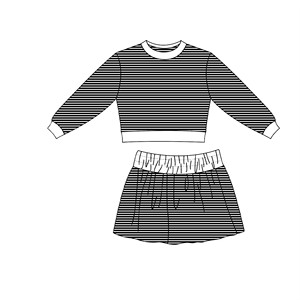 Ensemble de vêtements tendance pour petite fille avec détails volantés : haut à manches longues à volants aux épaules et pantalon évasé à volants avec nœud - Product Image 4