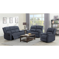 Canapé inclinable moderne extensible en cuir véritable avec console et porte-gobelets pour salon