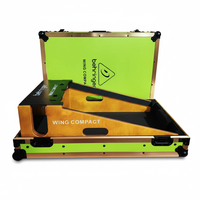 Estuche de transporte personalizado para mezclador compacto BE RING ER R WING con soporte para cable y ruedas, de madera contrachapada verde y aluminio dorado, compatible con OEM