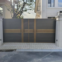 Portail coulissant moderne sur mesure de luxe avec panneaux encastrés à bande verticale, style antique, pour villa et manoir